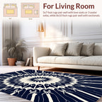Striking Navy White Starburst Mandala Rug