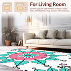 Pink Teal Starburst Mandala Design Rug