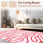 Abstract Red Wavy Lines Pattern Rug