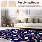 Playful Rainbow Cloud Star Pattern Rug