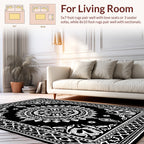 Classic Black White Floral Medallion Rug