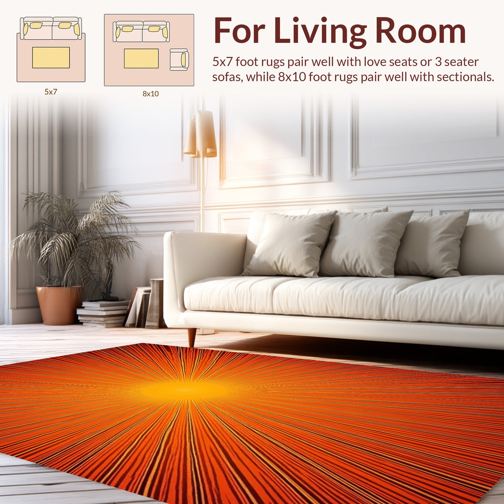 Radiant Sunburst Orange Rug Pattern Rug