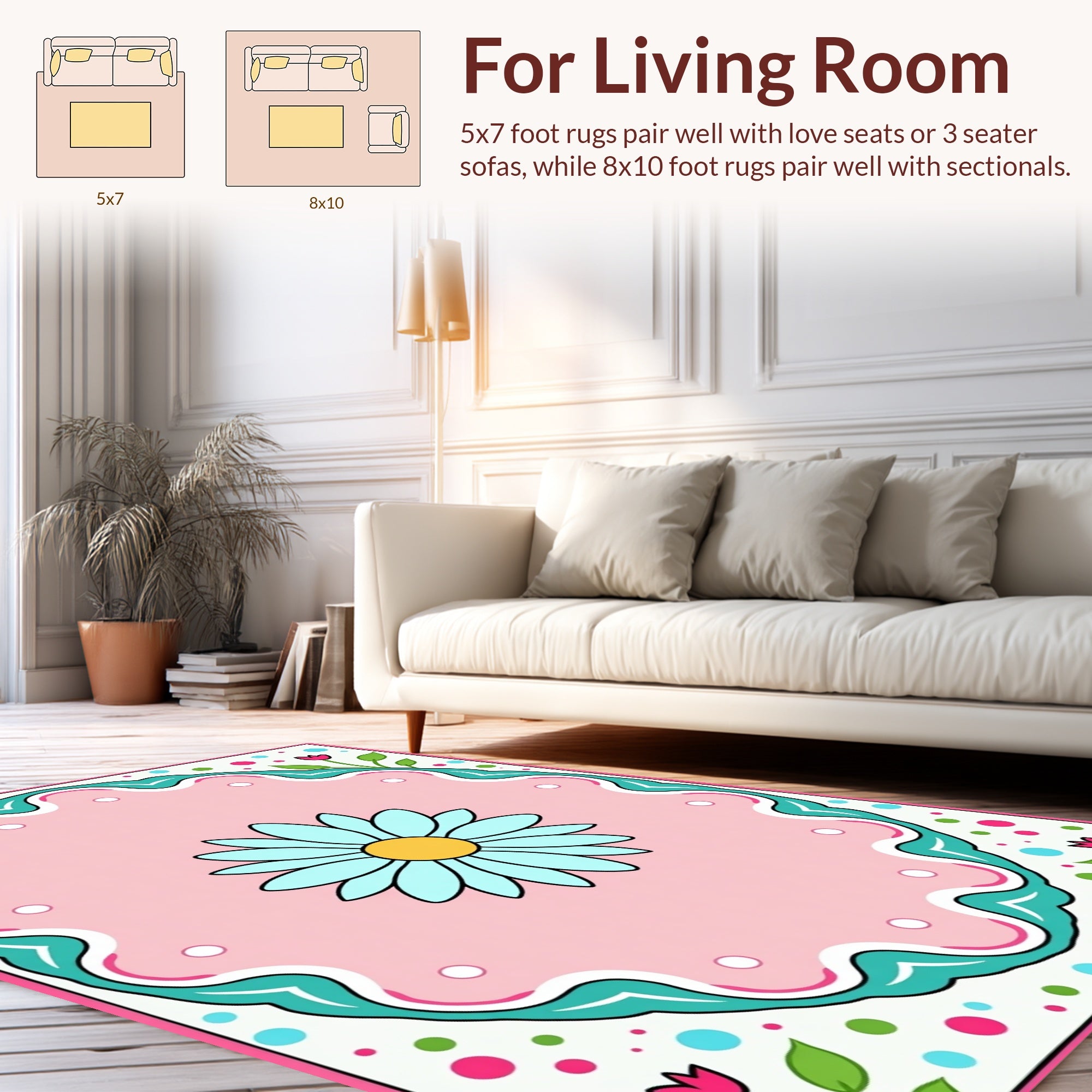 Whimsical Floral Dot Delight Rug