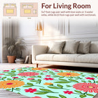 Retro Floral Blooms Pattern Rug
