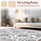 Classic Floral Black White Line Art Rug