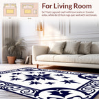 Classic Navy Floral Medallion Pattern Rug