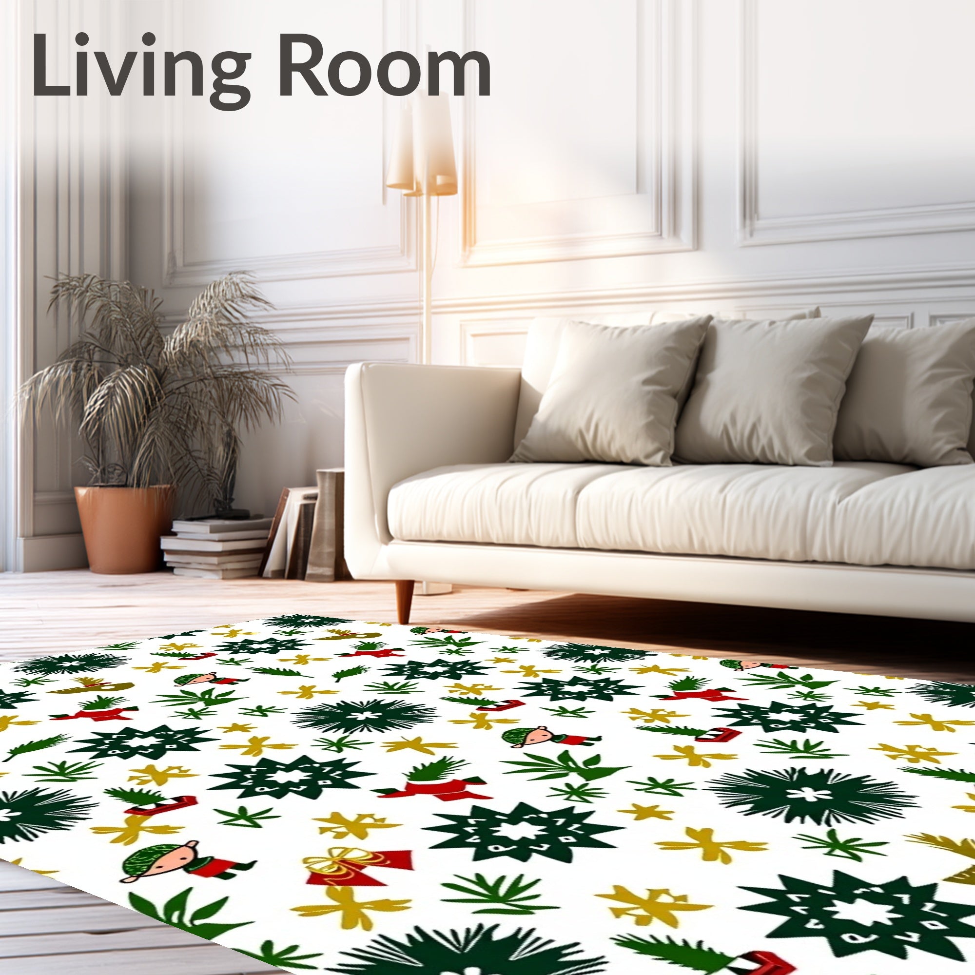 Festive Christmas Characters and Foliage Rug