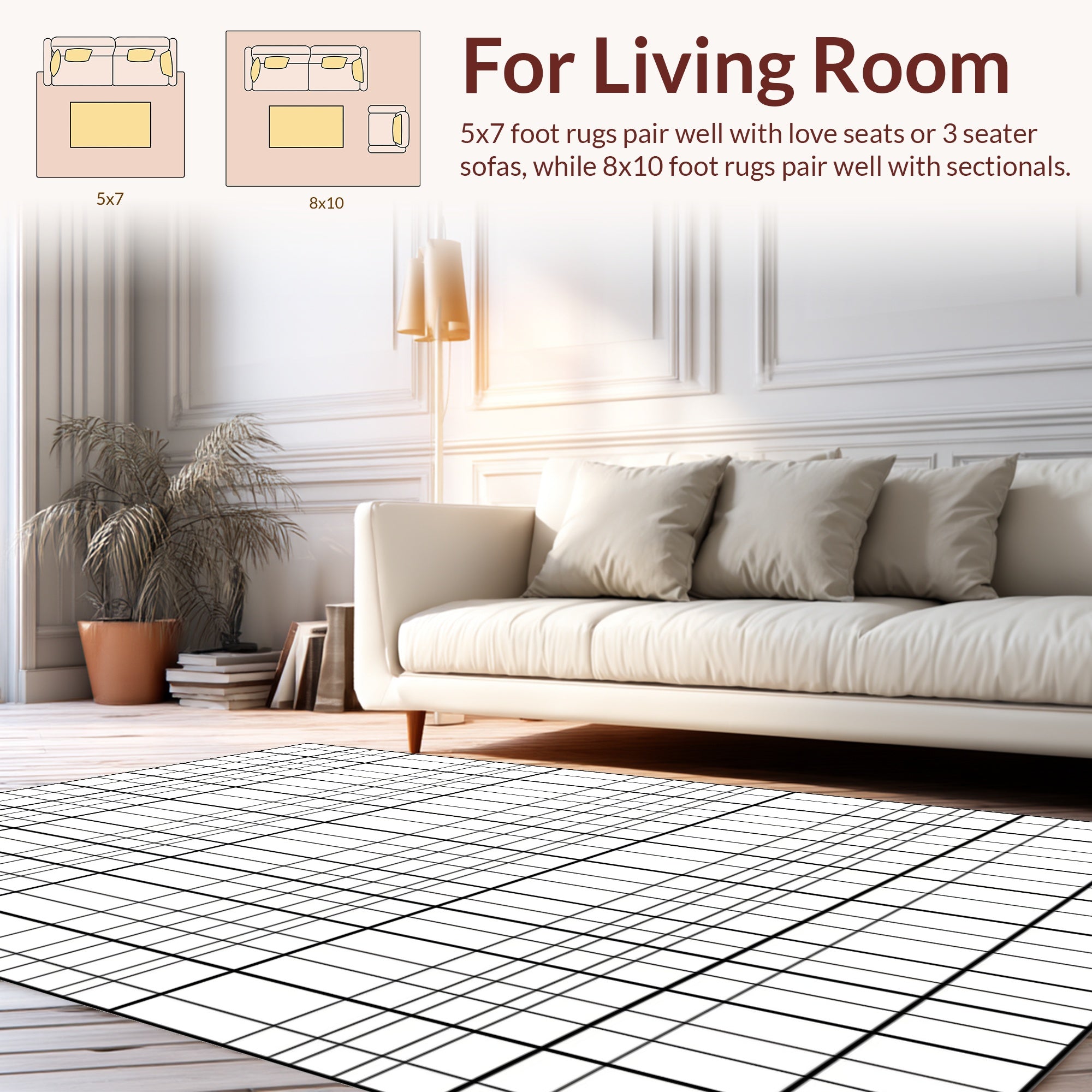 Bold Grid Linear Pattern Rug