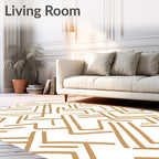 Geometric Lines Abstract Gold Pattern Rug