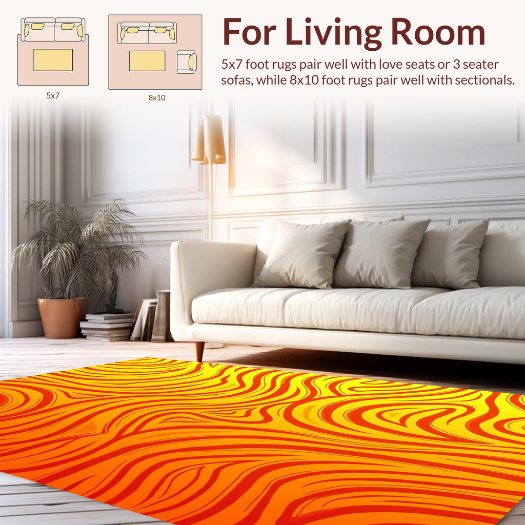 Bold Warm Fire Swirl Pattern Rug