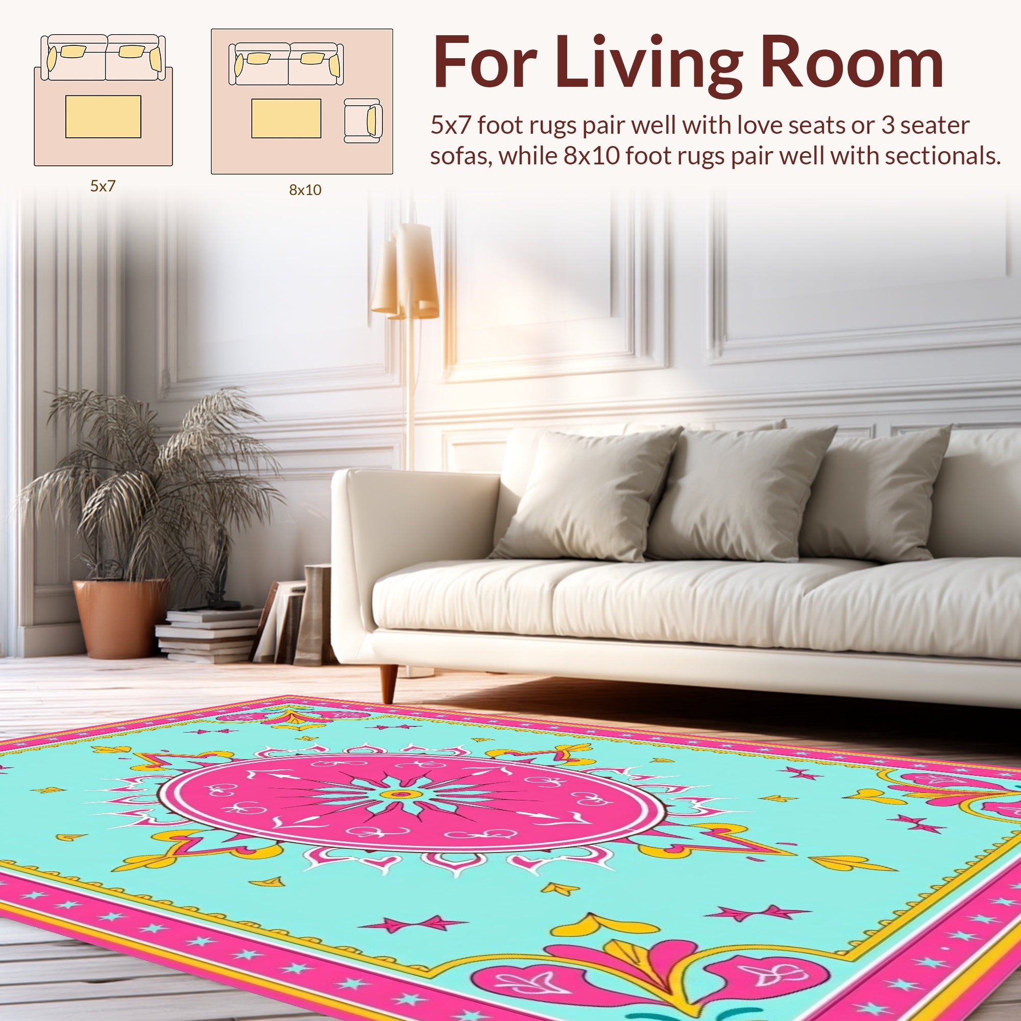 Vibrant Folk Art With Mandala Design Rug