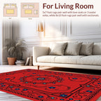 Red Floral Swirl Border Design Rug