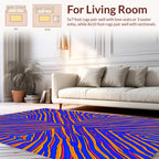 Vibrant Blue Orange Geometric Lines Rug