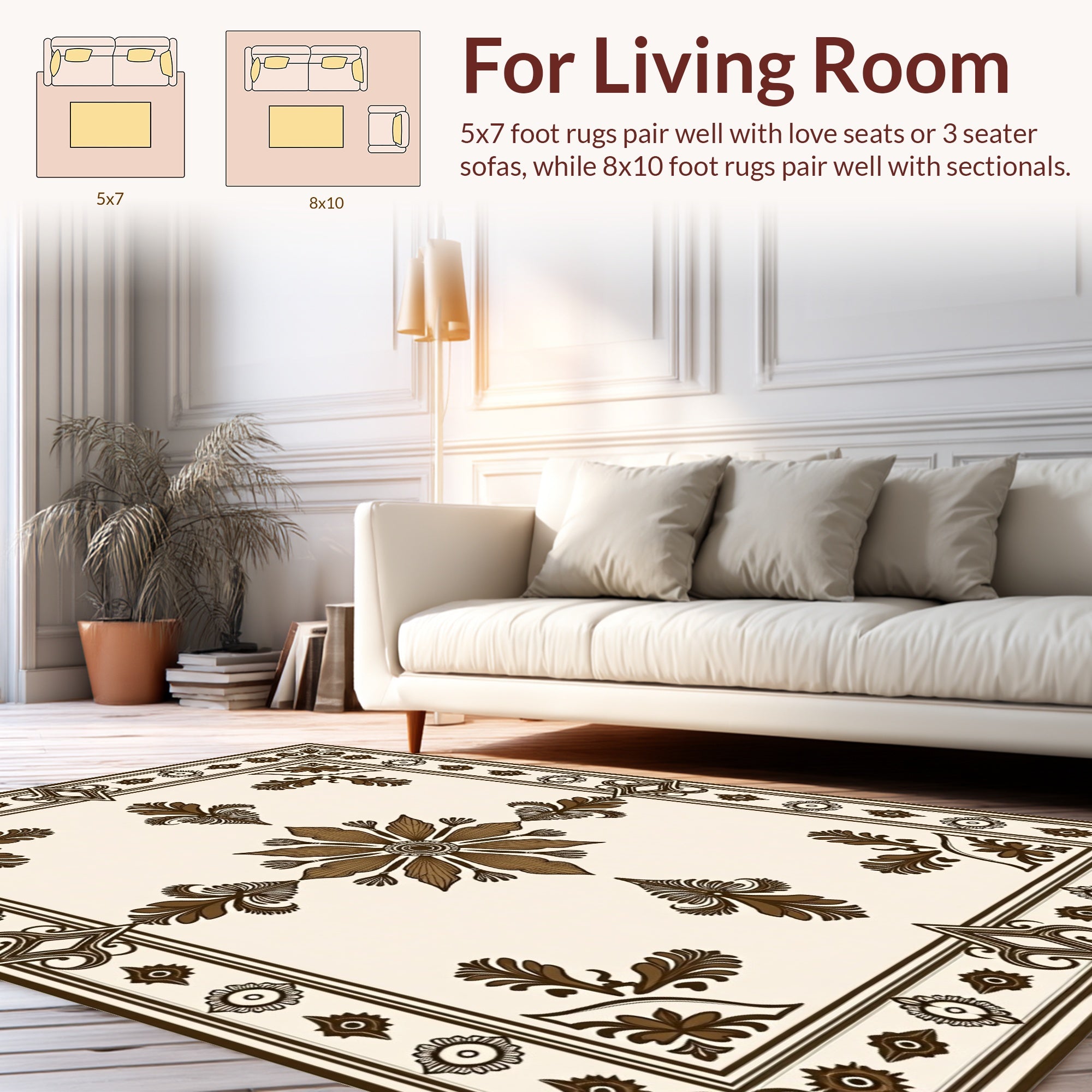 Elegant Floral Bordered Design Rug