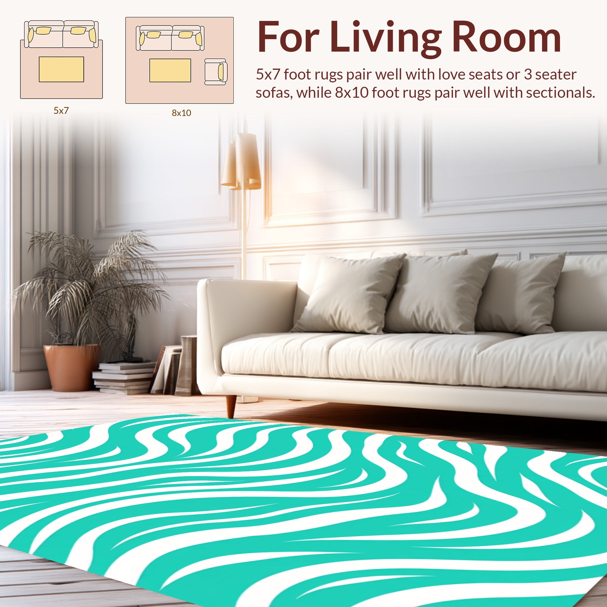 Aqua Waves Pattern Design Rug