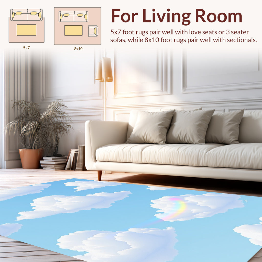 Dreamy Cloud With Rainbow Accent Rug
