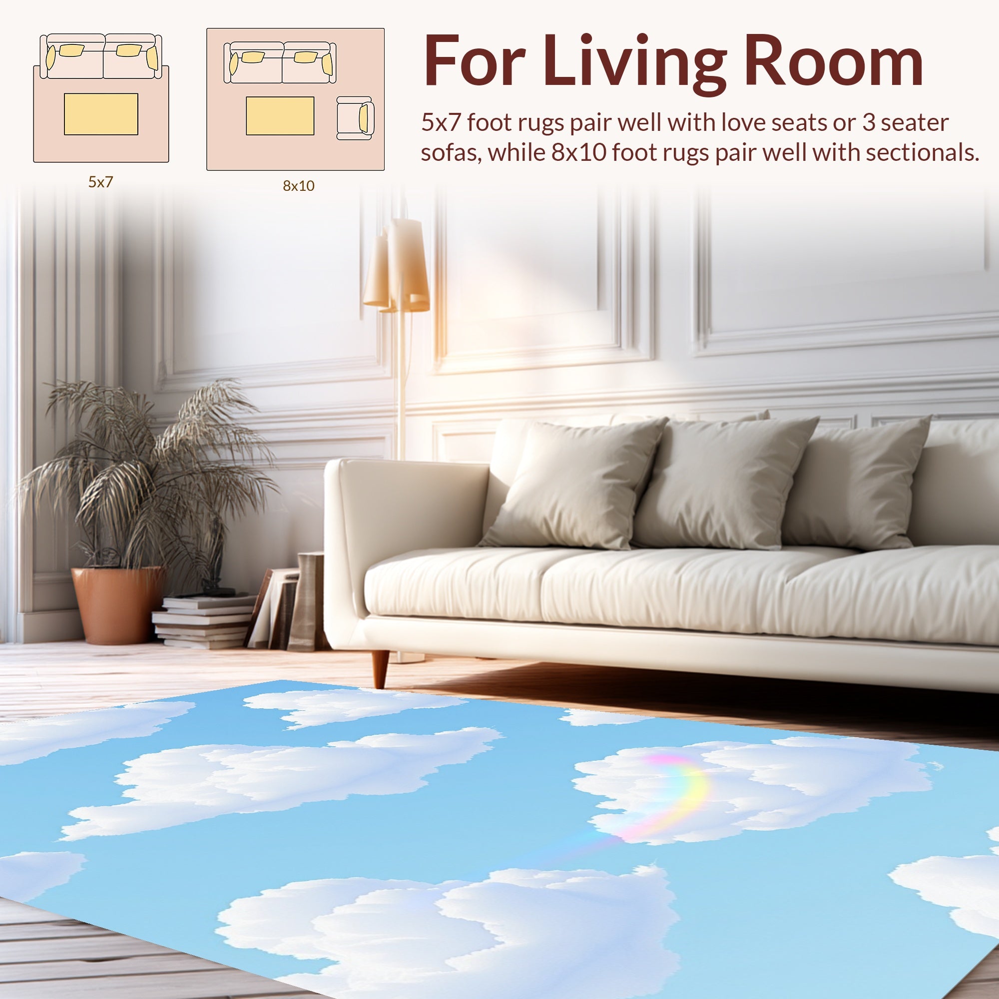 Dreamy Cloud With Rainbow Accent Rug