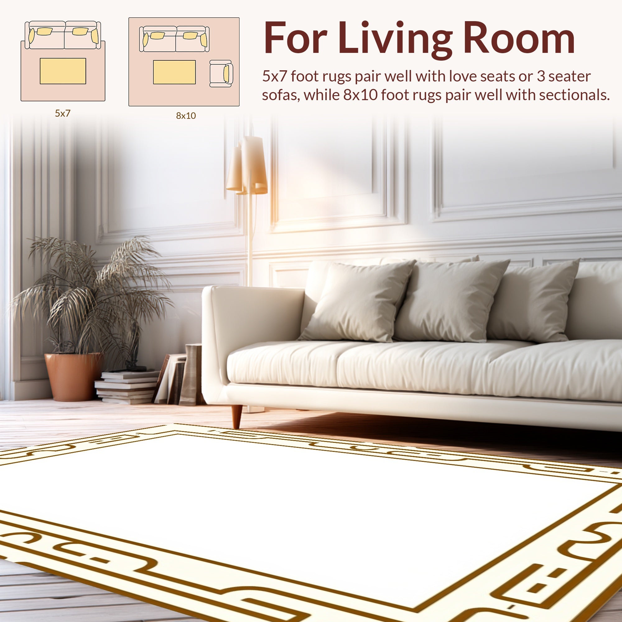 Modern Geometric Gold Border Rug