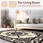 Ornate Black Gold Floral Mandala Rug
