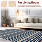 Minimalist Blue Cream Stripe Design Rug