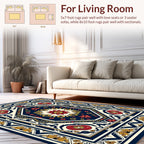 Classic Floral Border With Geometric Center Rug