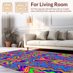 Psychedelic Swirl Floral Abstract Design Rug