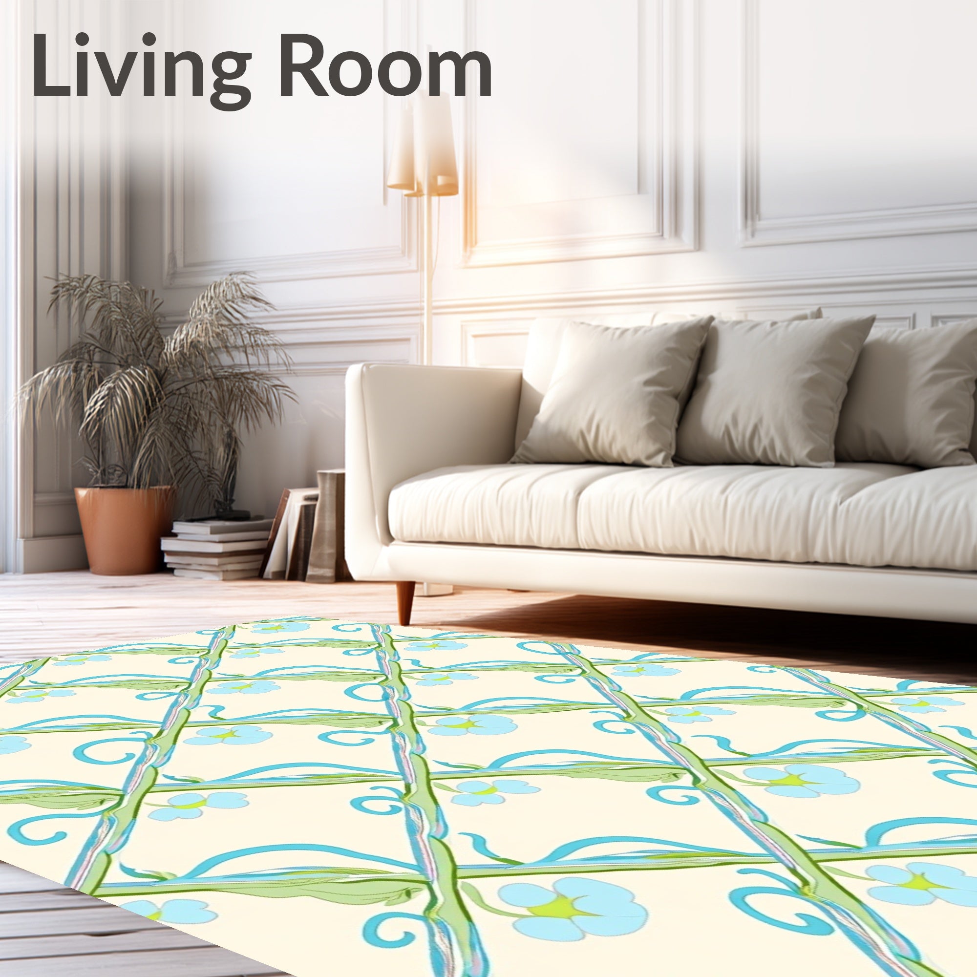 Art Nouveau Floral Vine Lattice Rug