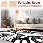 Bold Swirling Black and White Pattern Rug