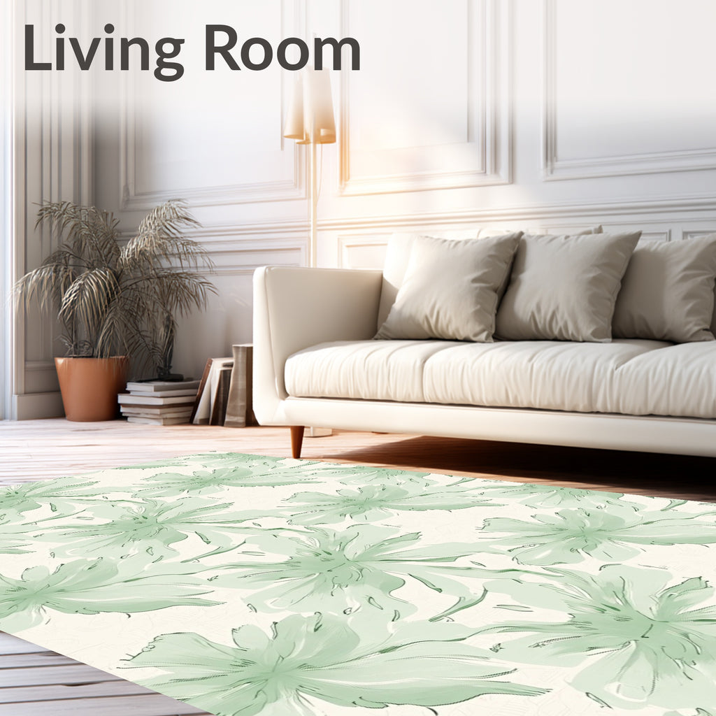 Soft Green Watercolor Bloom Repeat Rug
