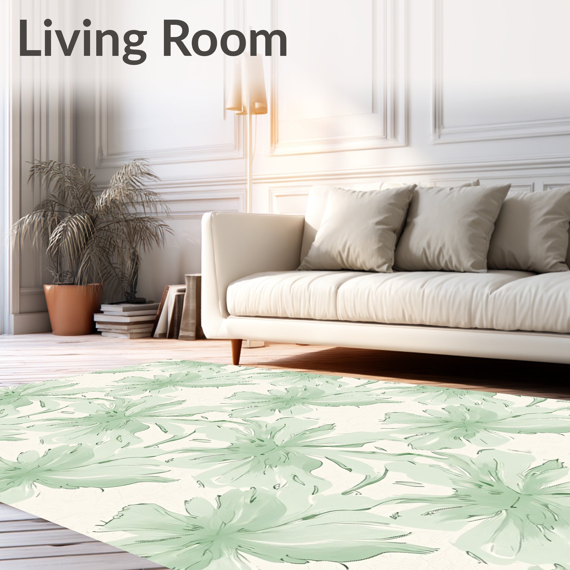 Soft Green Watercolor Bloom Repeat Rug