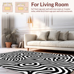 Abstract Black White Swirl Pattern Rug