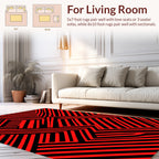 Dynamic Red Black Geometric Stripes Rug