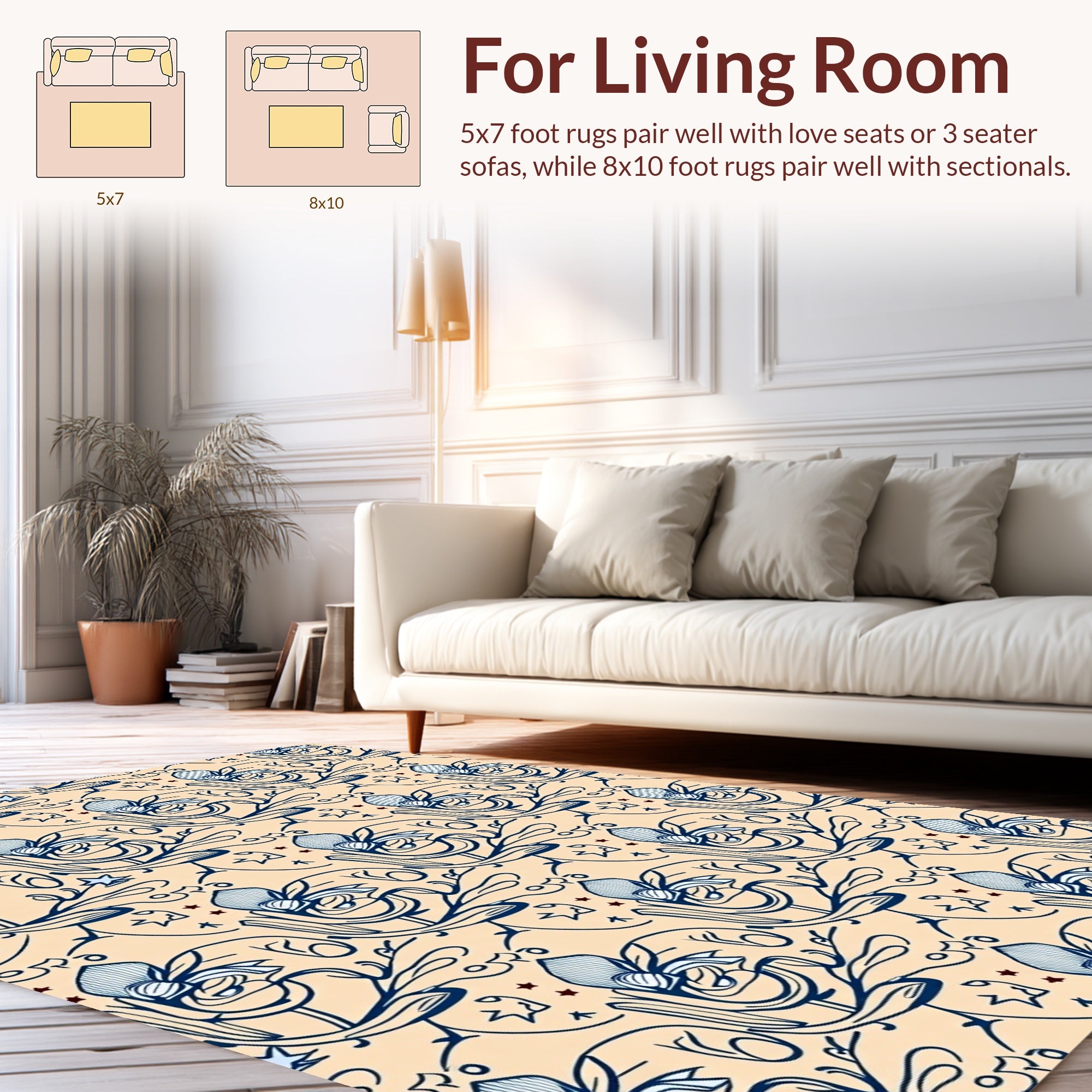Art Nouveau Floral Swirls Pattern Rug