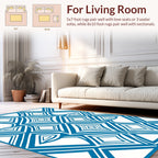Abstract Blue Diamond Geometric Pattern Rug