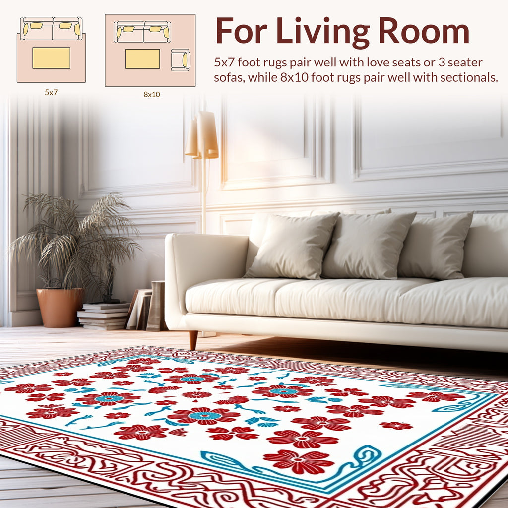 Floral Design With Intricate Borders Rug