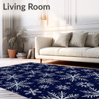 Navy Blue Snowflake Winter Wonder Rug
