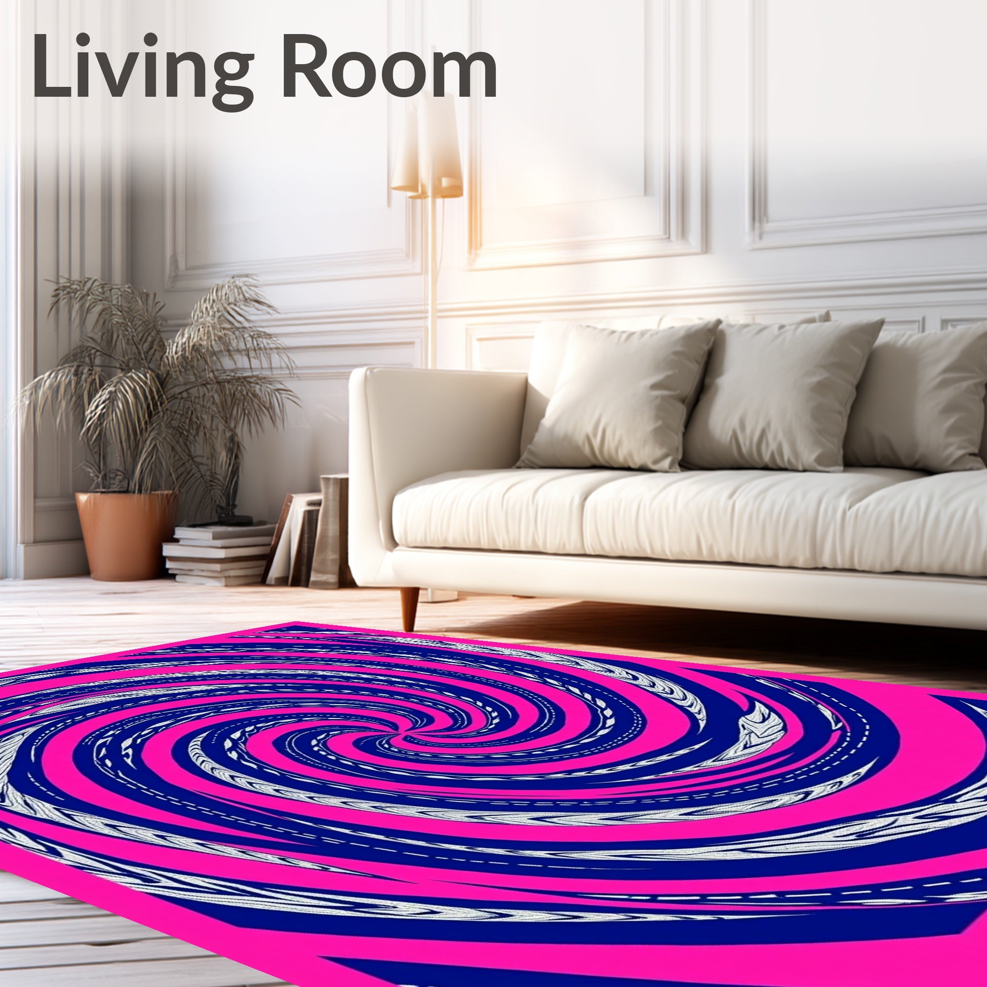Vibrant Pink Swirl Abstract Rug