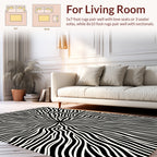 Black White Radial Abstract Pattern Rug