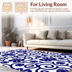 Blue Floral Vine Scroll Rug