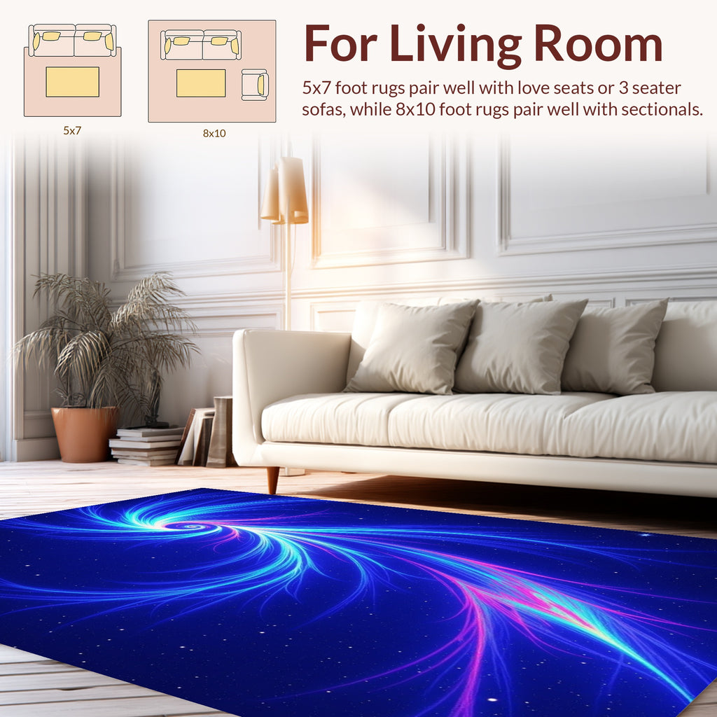 Electric Blue Pink Swirls Rug