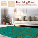 Teal And Orange Swirl Pattern Rug