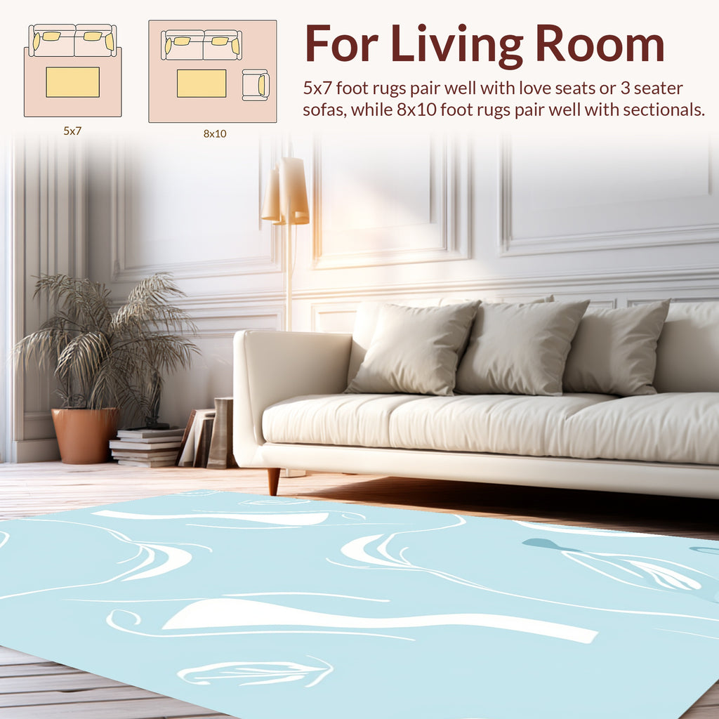 Abstract Floral Swirl Light Blue Rug