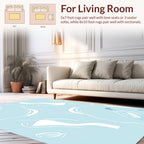 Abstract Floral Swirl Light Blue Rug