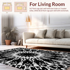Bold Black White Radial Pattern Rug
