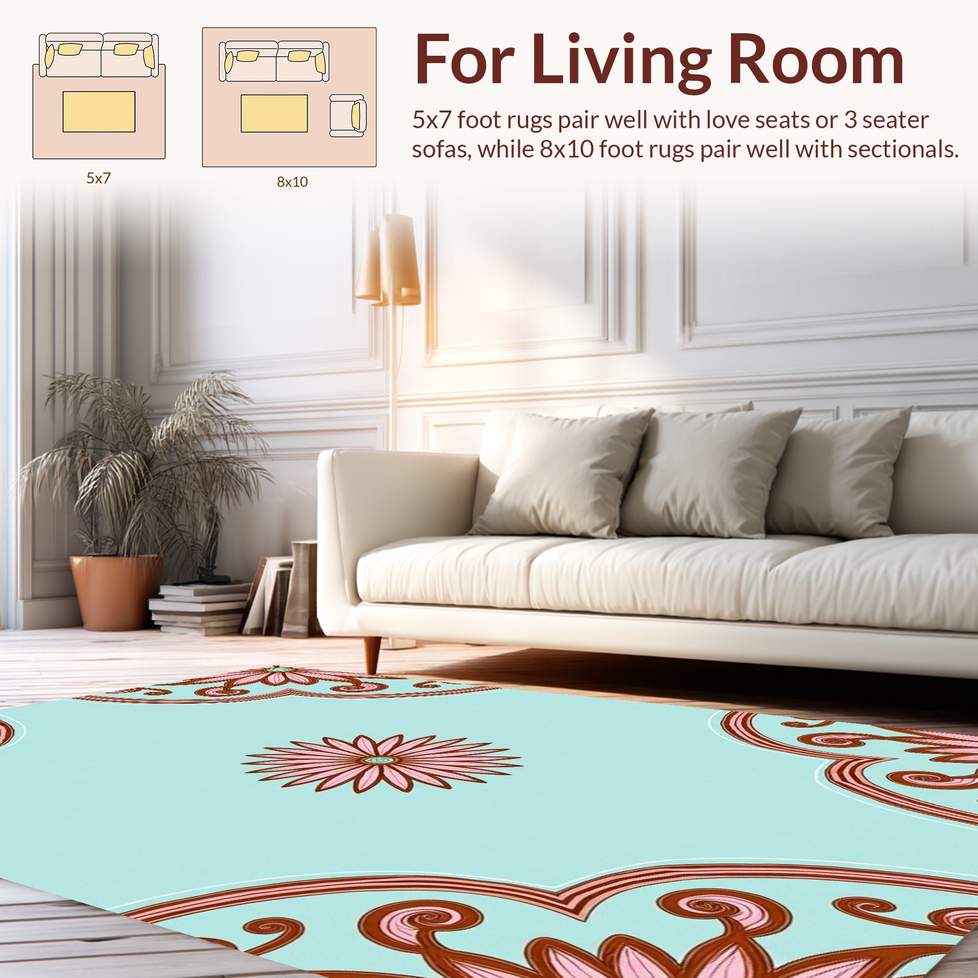 Pink Floral Medallion Pattern Rug