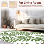 Green Tropical Leaf Print Rug