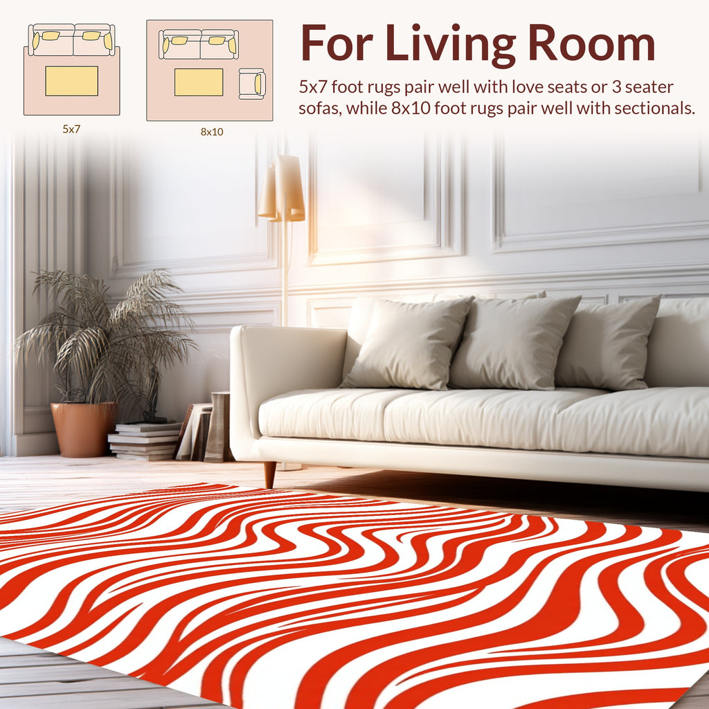Striped Red Wave Pattern Rug