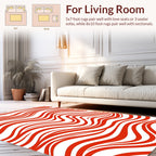 Striped Red Wave Pattern Rug