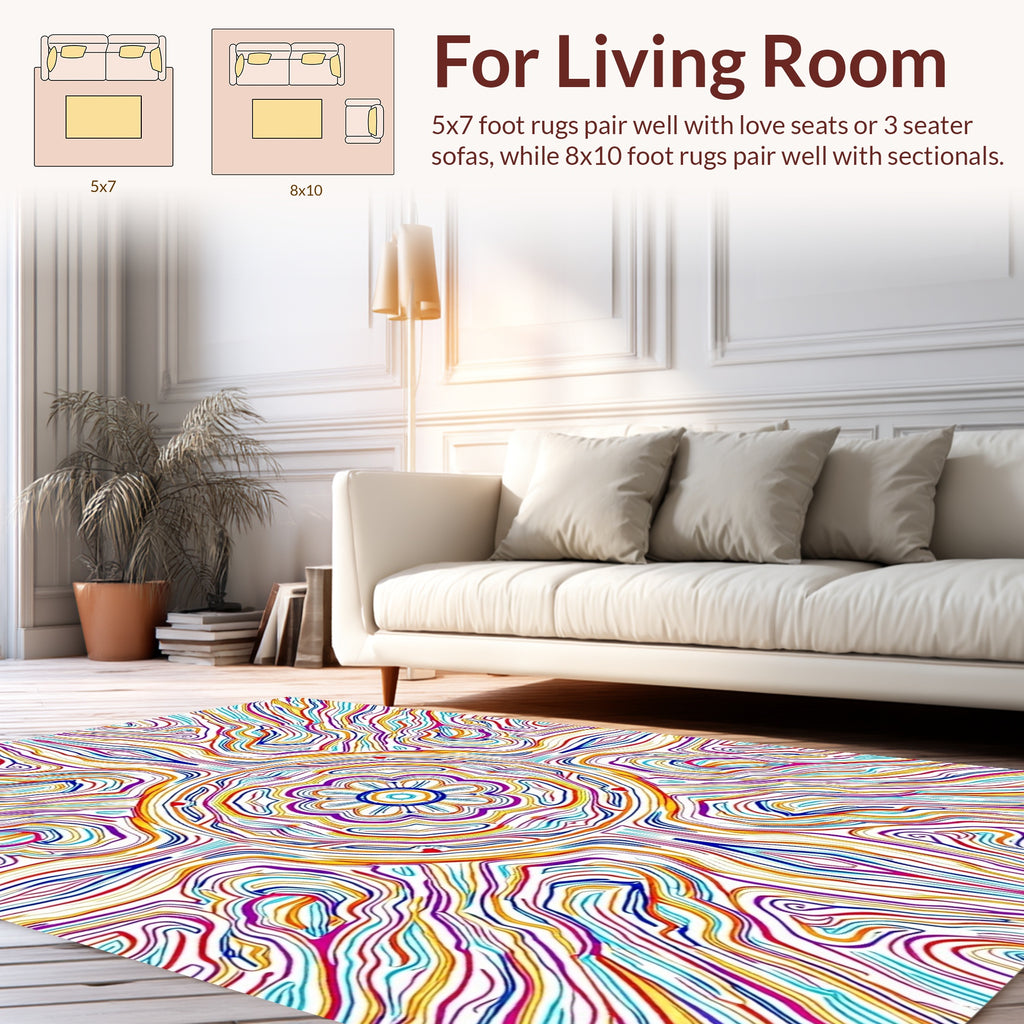 Radiant Colorful Psychedelic Mandala Rug