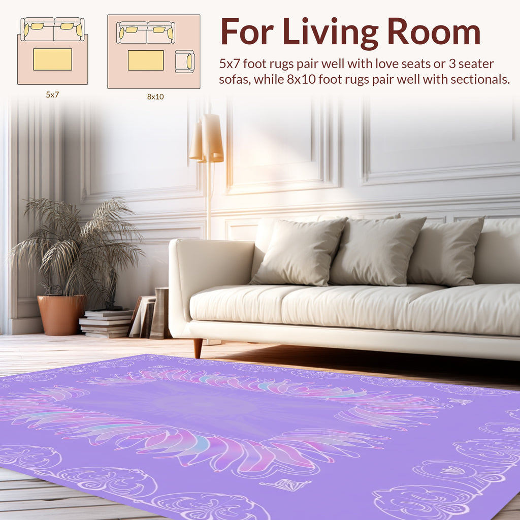Pastel Floral Border Design Rug